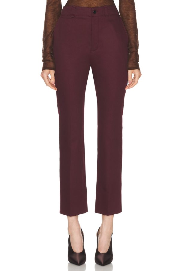 Saint Laurent Bootcut Pant in Aubergine - Red. Size 36 (also in 38, 42).
