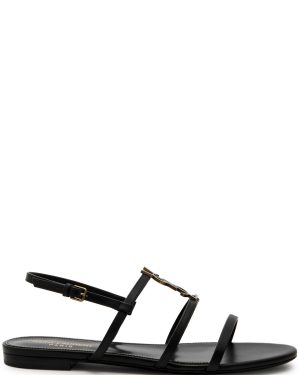 Saint Laurent Cassandra Leather Sandals - Black - 41 (IT41 / UK8)