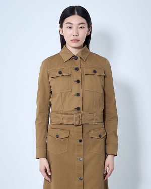 Saint Laurent Cotton Serge Crop Jacket - Woman Jackets Brown Fr - 40