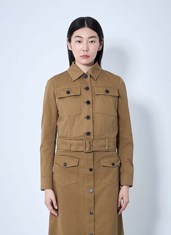 Saint Laurent Cotton Serge Crop Jacket - Woman Jackets Brown Fr - 40
