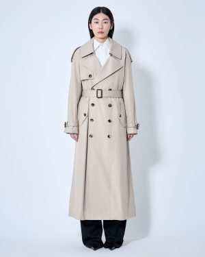 Saint Laurent Cotton Twill Trench Coat - Woman Coats Beige Fr - 34
