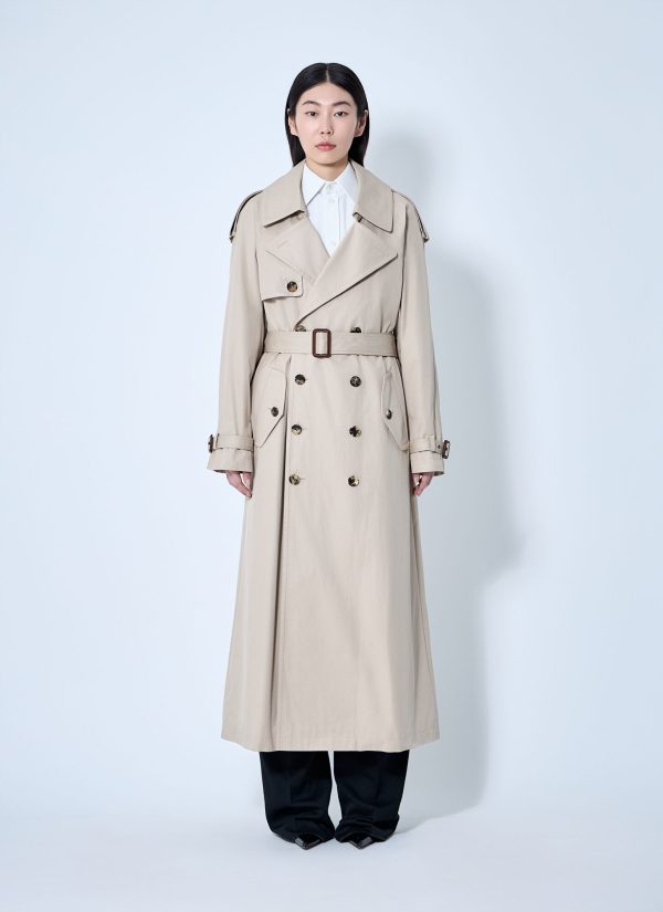 Saint Laurent Cotton Twill Trench Coat - Woman Coats Beige Fr - 34