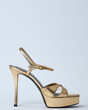 Saint Laurent Debbie Platform Sandals - Woman Heels Gold Eu - 41