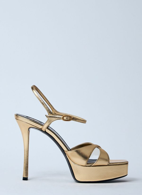 Saint Laurent Debbie Platform Sandals - Woman Heels Gold Eu - 41