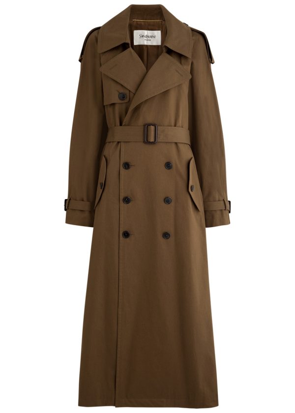 Saint Laurent Double-breasted Cotton-twill Trench Coat - Brown - 40 (UK12 / M)