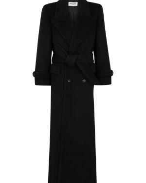 Saint Laurent Double-breasted Longline Wool Coat - Black - 8