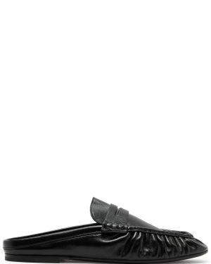 Saint Laurent Le Loafer Leather Backless Loafers - Black - 39 (IT39 / UK6)