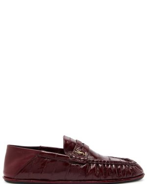 Saint Laurent Le Loafer Patent Leather Loafers - Burgundy - 40 (IT40 / UK7)