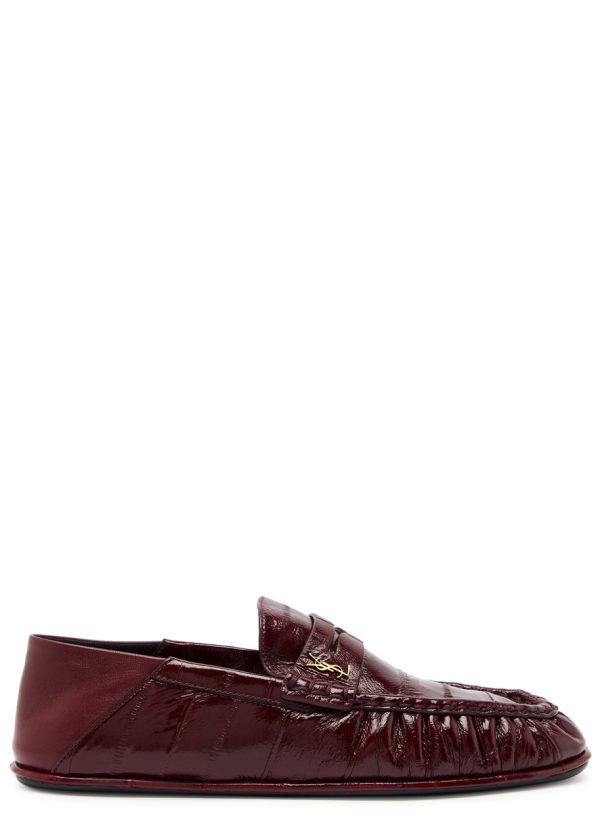 Saint Laurent Le Loafer Patent Leather Loafers - Burgundy - 40 (IT40 / UK7)
