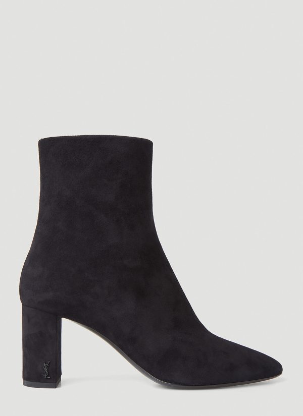 Saint Laurent Lou Suede Ankle Boots - Woman Boots Black Eu - 36