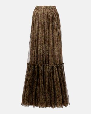 Saint Laurent Paisley ruffled silk-blend maxi skirt
