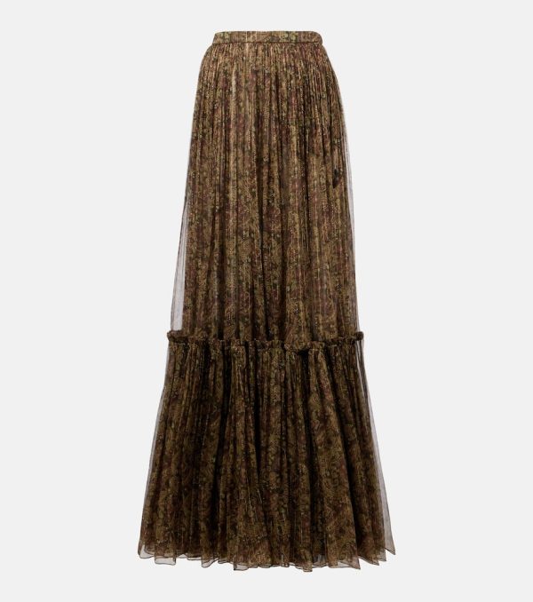 Saint Laurent Paisley ruffled silk-blend maxi skirt