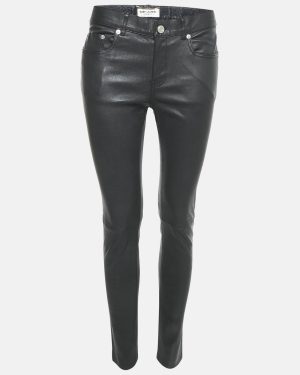 Saint Laurent Paris Black Leather Skinny Pants L