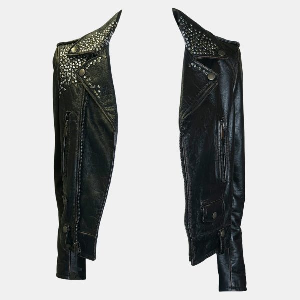 Saint Laurent Paris Black Studded Leather Biker Jacket