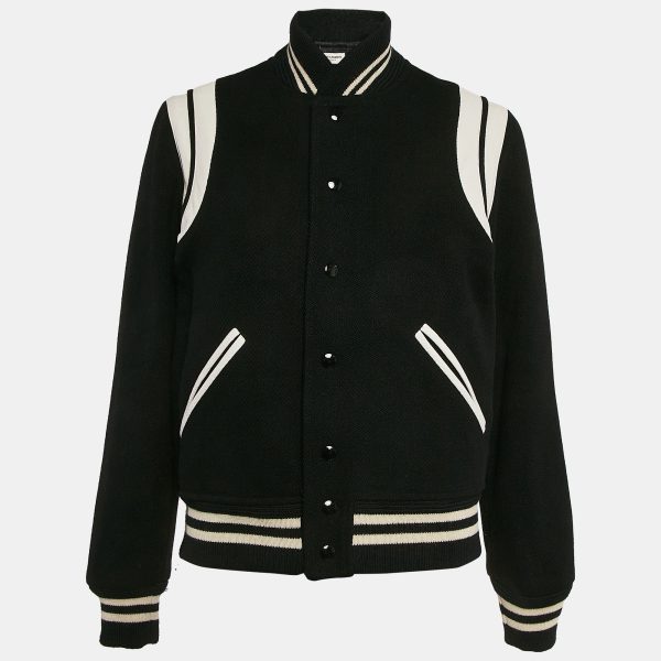 Saint Laurent Paris Black Wool Varsity Jacket M