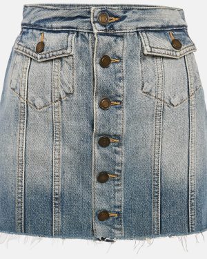 Saint Laurent Paris Blue Washed Denim Mini Skirt S Waist 25"