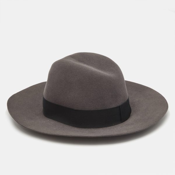Saint Laurent Paris Grey Rabbit Felt Wide Brim Hat M