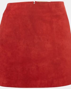 Saint Laurent Red Suede Mini Skirt S
