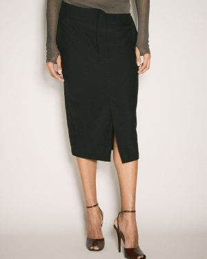 Saint Laurent Silk Pencil Skirt - Woman Skirts Black Fr - 34