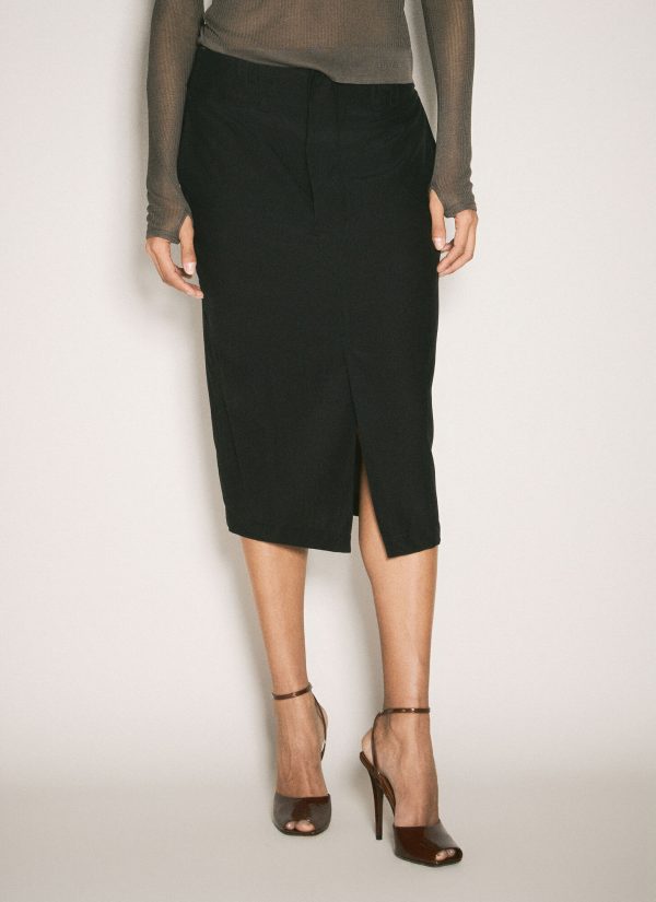 Saint Laurent Silk Pencil Skirt - Woman Skirts Black Fr - 34