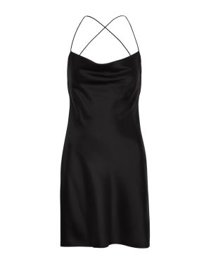 Saint Laurent Silk-satin Mini Slip Dress - Black - 14
