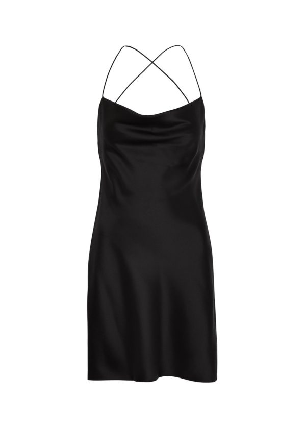 Saint Laurent Silk-satin Mini Slip Dress - Black - 14