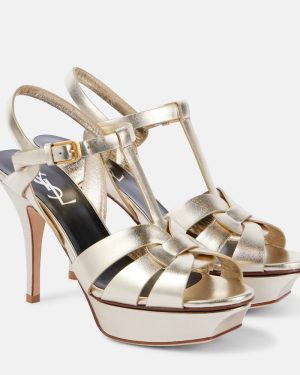 Saint Laurent Tribute 105 leather platform sandals