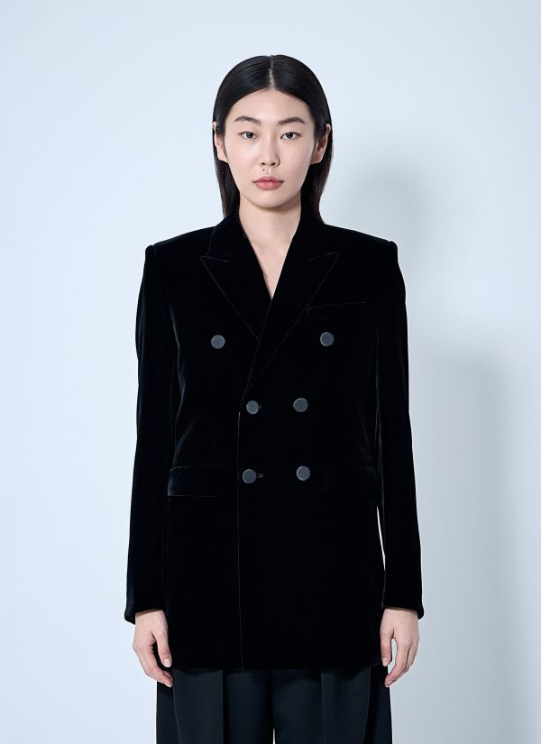 Saint Laurent Velvet Blazer - Woman Blazers Black Fr - 36