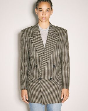 Saint Laurent Vichy Wool Blazer - Woman Blazers Beige Fr - 38