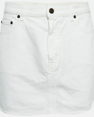 Saint Laurent White Denim Distressed Mini Skirt M