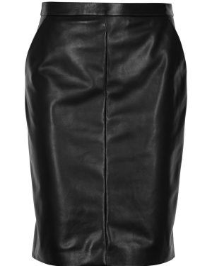 Saint Laurent - Women's Black Leather Midi Skirt - Size 40 (UK12 / M), Classic Pencil Silhouette & Slim Fit - 40 (UK12 / M)