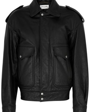Saint Laurent - Women's Black Vintage-inspired Leather Jacket - Size 36 (UK8/S), Loose & Boxy Fit - 36 (UK8 / S)