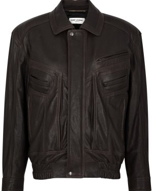 Saint Laurent - Women's Dark Brown Vintage-inspired Leather Jacket - Size 38 (UK10/S) & Regular Fit - 38 (UK10 / S)