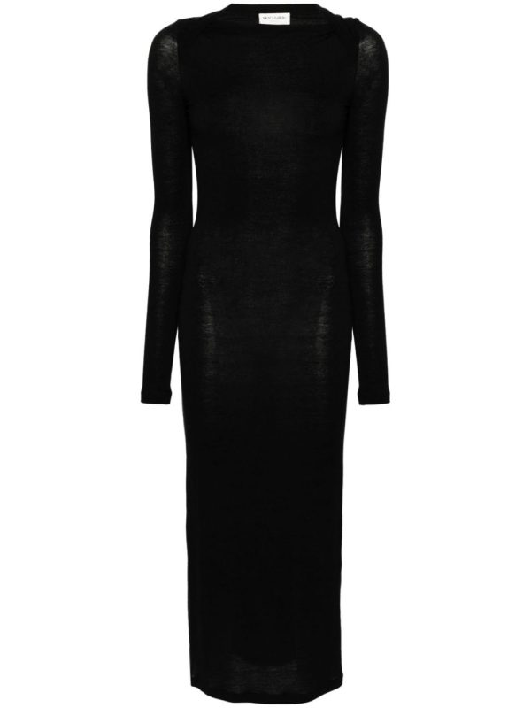 Saint Laurent Wool Blend Long Pencil Dress