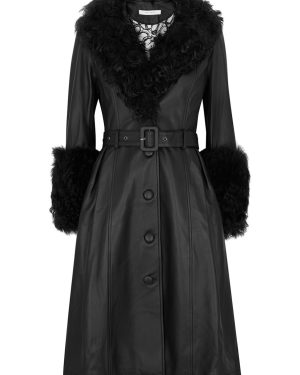 Saks Potts Foxy Shearling-trimmed Leather Coat - Black - 1