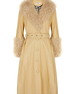 Saks Potts Foxy Shearling-trimmed Leather Coat - Yellow - 3