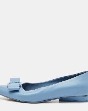Salvatore Ferragamo Light Blue Leather Viva Bow Ballet Flats Size 36.5