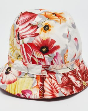 Salvatore Ferragamo Multicolor Floral Print Cotton Bucket Hat Size 58