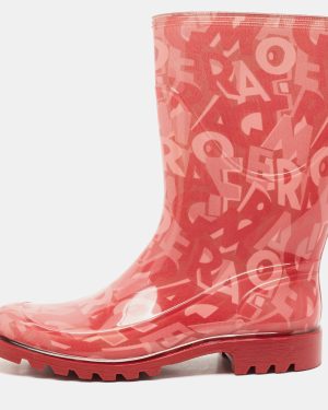 Salvatore Ferragamo Red PVC Rain Boots Size 35.5