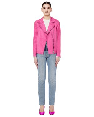 Salvatore Santoro Pink Leather Biker Jacket