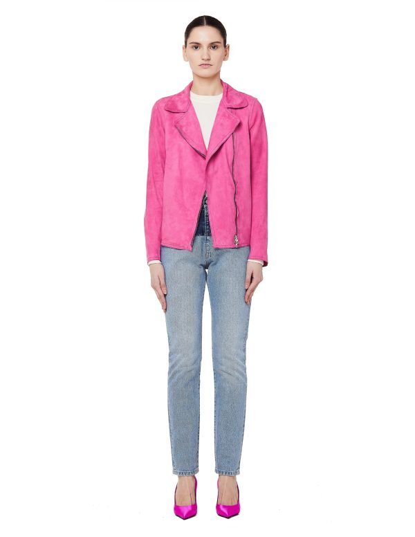 Salvatore Santoro Pink Leather Biker Jacket