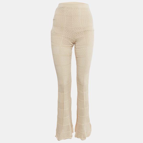 Sandro Beige Stretch Knit Flared Trousers S