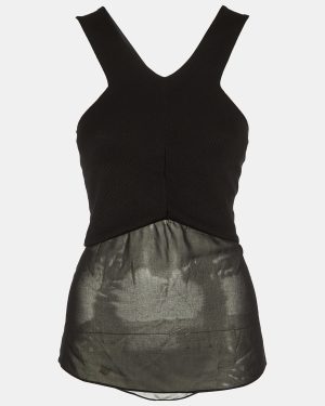 Sandro Black Knit & Chiffon Halter Neck Top S