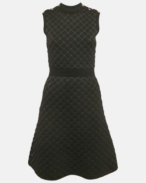 Sandro Black Quilted Knit Sleeveless Mini Dress S