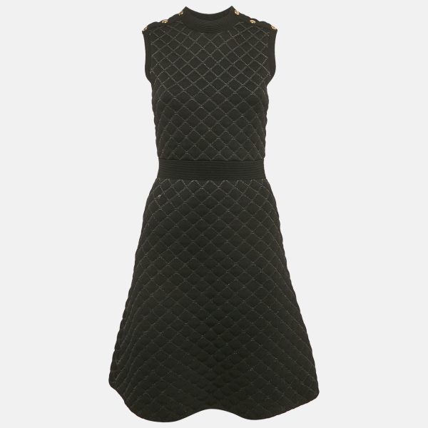 Sandro Black Quilted Knit Sleeveless Mini Dress S