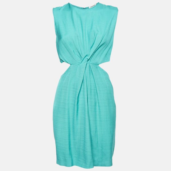 Sandro Green Crepe Cut-Out Sleeveless Mini Dress L