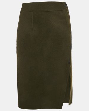 Sandro Green Wool Felt Button Detail Pencil Skirt S
