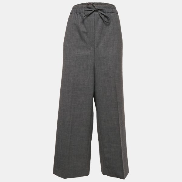 Sandro Grey Wool Blend Straight-Leg Trousers XL