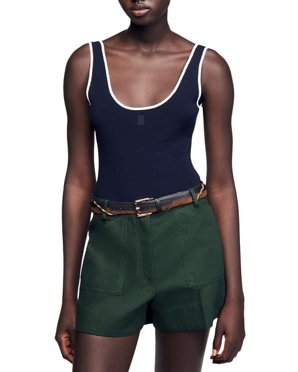 Sandro Two Tone Knit Bodysuit