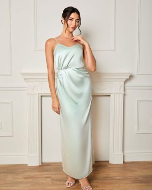 Satin Cami Strap Maxi Dress in Mint - 8